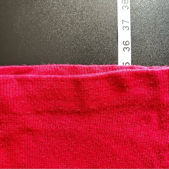 Vintage 70s Wool Blend Knit Shift Dress Sz 8 Burgundy Ivory Stretch Belt Silver - Picture 13 of 14